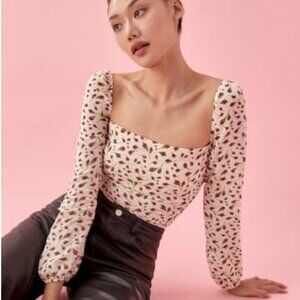 NWOT - Reformation Ruched Rose Olio Top - XL